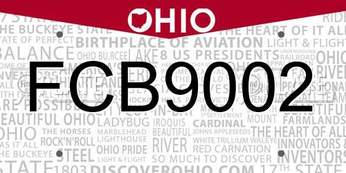 FCB9002 Ohio License Plate