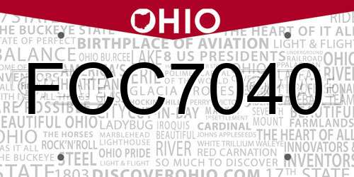 FCC7040 Ohio License Plate