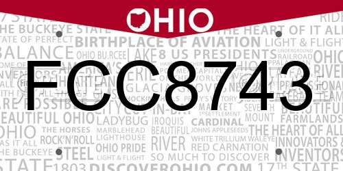 FCC8743 Ohio License Plate