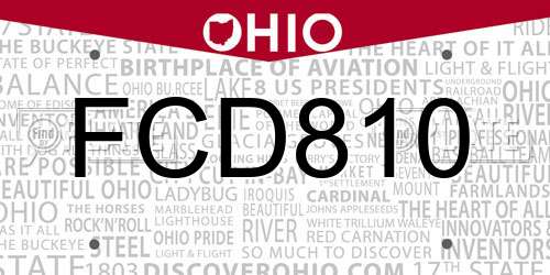 FCD810 Ohio License Plate