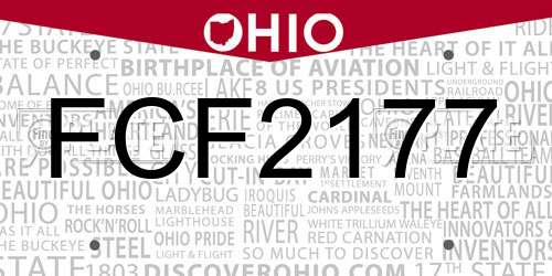 FCF2177 Ohio License Plate
