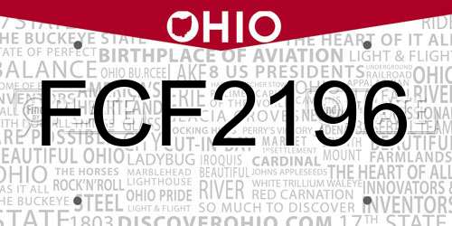 FCF2196 Ohio License Plate