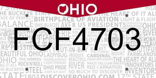FCF4703 Ohio License Plate