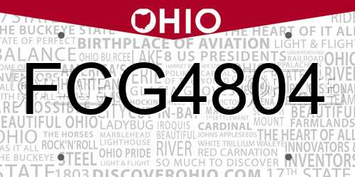 FCG4804 Ohio License Plate
