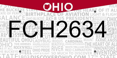 FCH2634 Ohio License Plate
