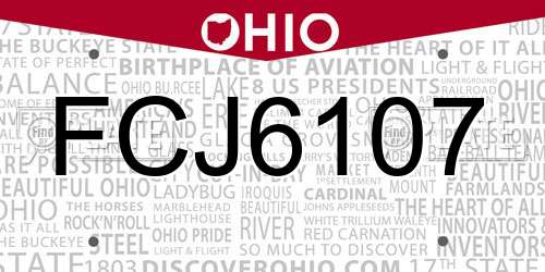 FCJ6107 Ohio License Plate