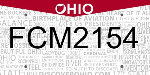 FCM2154 Ohio License Plate