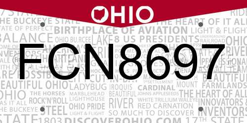 FCN8697 Ohio License Plate