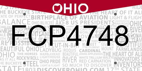 FCP4748 Ohio License Plate