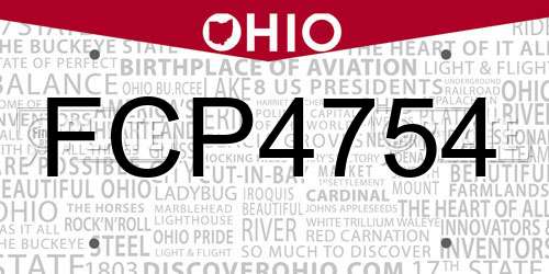 FCP4754 Ohio License Plate