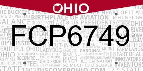FCP6749 Ohio License Plate