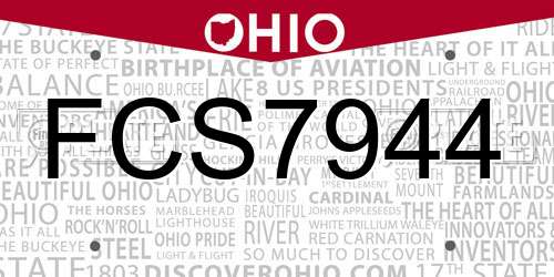 FCS7944 Ohio License Plate