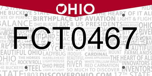 FCT0467 Ohio License Plate