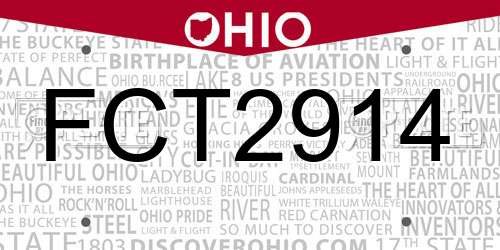 FCT2914 Ohio License Plate