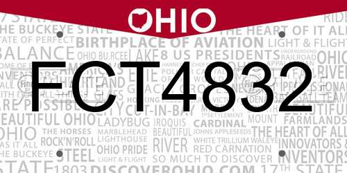FCT4832 Ohio License Plate