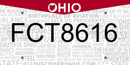 FCT8616 Ohio License Plate