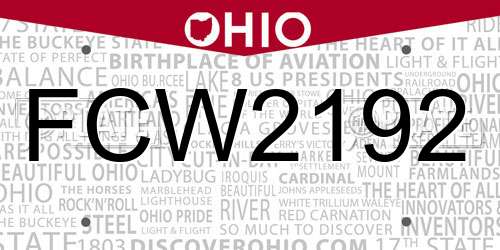 FCW2192 Ohio License Plate