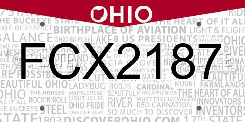 FCX2187 Ohio License Plate
