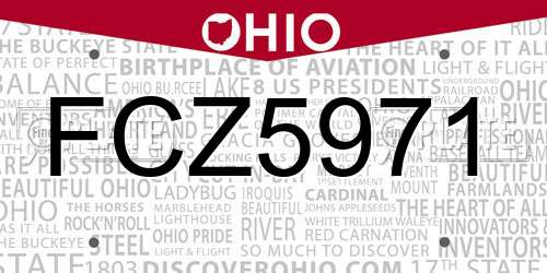FCZ5971 Ohio License Plate