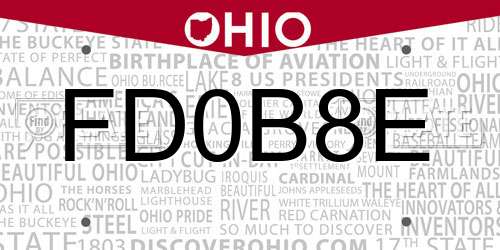 FD0B8E Ohio License Plate