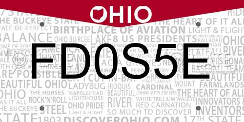 FD0S5E Ohio License Plate