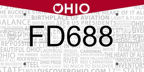 FD688 Ohio License Plate