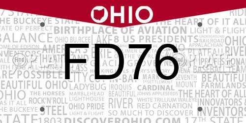 FD76 Ohio License Plate