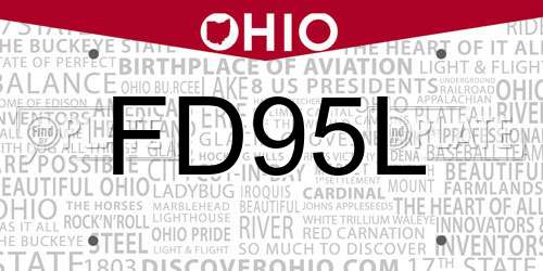 FD95L Ohio License Plate