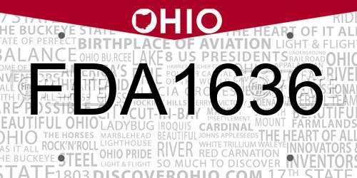 FDA1636 Ohio License Plate