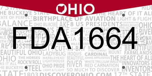 FDA1664 Ohio License Plate