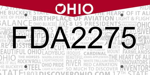 FDA2275 Ohio License Plate