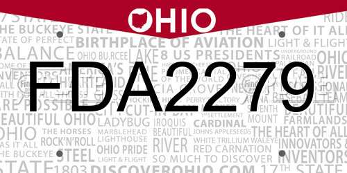 FDA2279 Ohio License Plate