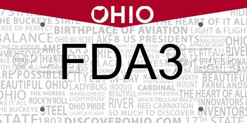FDA3 Ohio License Plate