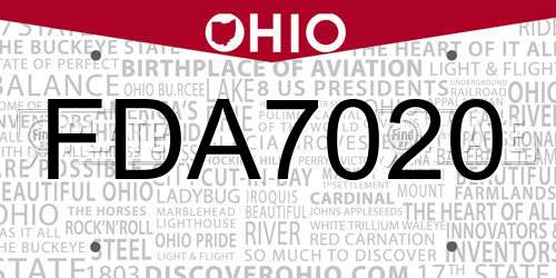 FDA7020 Ohio License Plate