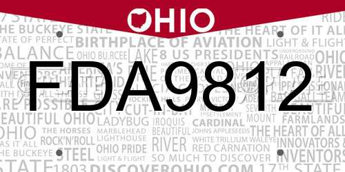 FDA9812 Ohio License Plate