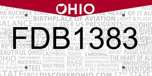 FDB1383 Ohio License Plate