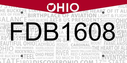 FDB1608 Ohio License Plate