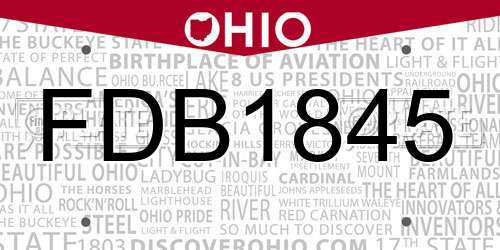 FDB1845 Ohio License Plate