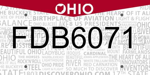 FDB6071 Ohio License Plate