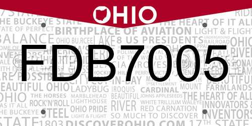 FDB7005 Ohio License Plate