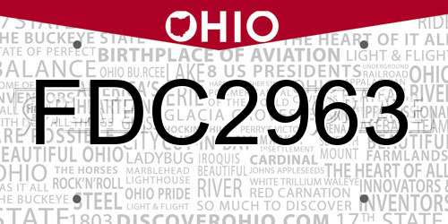 FDC2963 Ohio License Plate