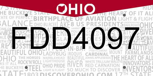 FDD4097 Ohio License Plate