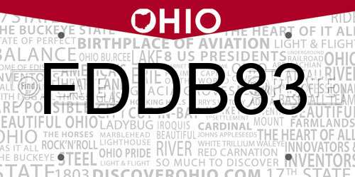 FDDB83 Ohio License Plate