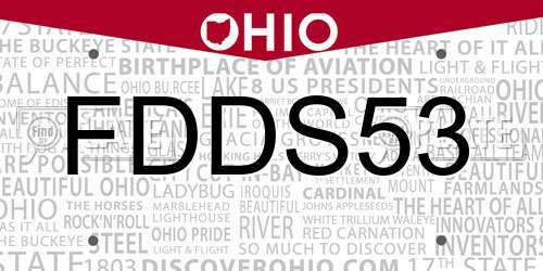 FDDS53 Ohio License Plate