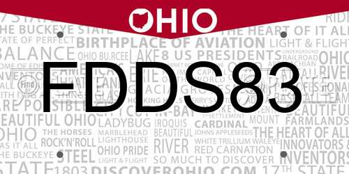 FDDS83 Ohio License Plate