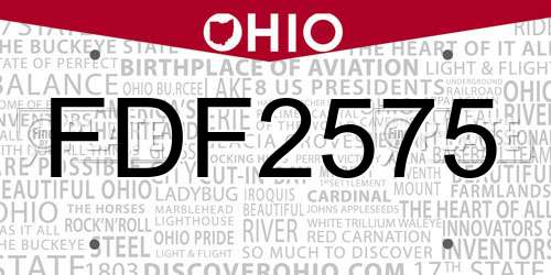 FDF2575 Ohio License Plate