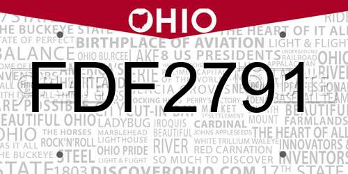 FDF2791 Ohio License Plate