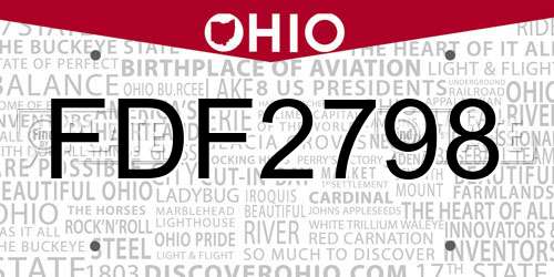 FDF2798 Ohio License Plate