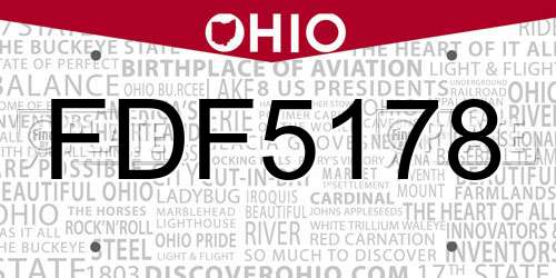 FDF5178 Ohio License Plate