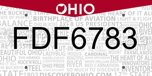 FDF6783 Ohio License Plate